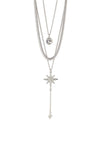 Knight & Day Three Layer Crystal Star Necklace, Silver