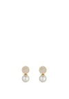 Knight & Day Pearl & Crystal Disk Drop Earrings, Gold