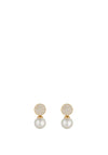 Knight & Day Pearl & Crystal Disk Drop Earrings, Gold