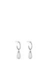 Knight & Day Tamia Teardrop Pearl Hoop Earrings, Silver