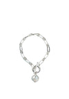 Knight & Day Isabella Oval Link Chain & Swarovski Crystal Drop Bracelet, Silver