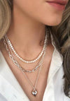 Knight & Day Abigail Chloe Layered Necklace, Silver, Rose Gold & Pearl