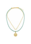 Knight & Day Layered Aqua Glass Necklace, Gold