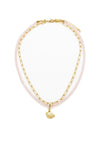Knight & Day Layered Pink Glass Necklace, Gold