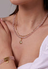 Knight & Day Layered Pink Glass Necklace, Gold
