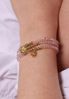 Knight & Day Set of Three Pink Beaded Bracelet, Gold