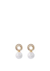 Knight & Day Benedetta Crystal Swirling Circles with Faux Pearl Stud Earrings, Gold