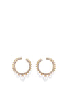 Knight & Day Carlotta Faux Pearl Front Facing Hoop Earrings, Gold