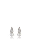 Knight & Day Matilda CZ Stones and Faux Pearl Stud Earrings, Silver