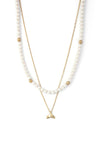 Knight & Day Noemi Faux Pearl Necklace with Fish Tail Charm, Gold