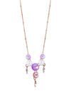 Knight & Day Summer Pink Crystal Stud with Clear Crystal Drop Necklace, Rose Gold