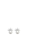 Sterling Silver Pearl Stud Earrings, Silver