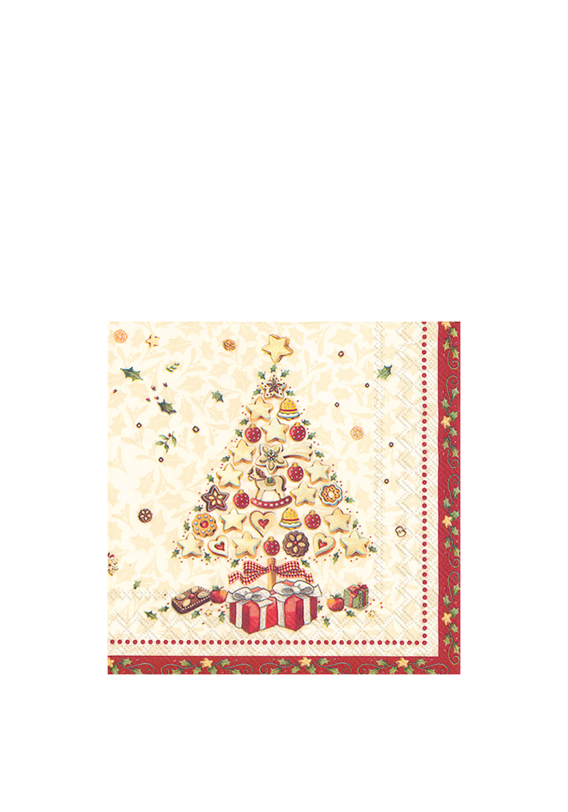 IHR Christmas Bakery Tree Napkins, Cream Red
