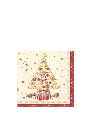 IHR Christmas Bakery Tree Napkins, Cream Red