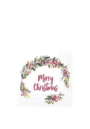 IHR Merry Christmas Napkins, White