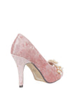 Lunar Ginny Peep Toe Velvet Heeled Shoes, Pink