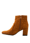 Zen Faux Suede Studded Black Heel Boots, Tan
