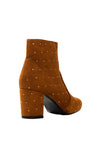 Zen Faux Suede Studded Black Heel Boots, Tan