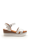 Zen Collection Metallic Strap Wedge Sandal, White