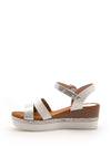 Zen Collection Metallic Strap Wedge Sandal, White