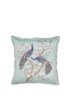 Laura Ashley Home Belvedere Embroidered Peacock Design Cushion, Duck Egg