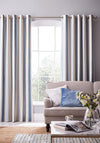 Laura Ashley Awning Stripe Fully Lined Blackout Eyelet Curtains, Sea Spray