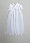 Laura D Design Pleated Tulle Long Christening Gown, White