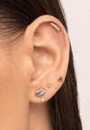 Lav’z Jewellery Cubic Zirconia Crescent Threaded Stud, Silver