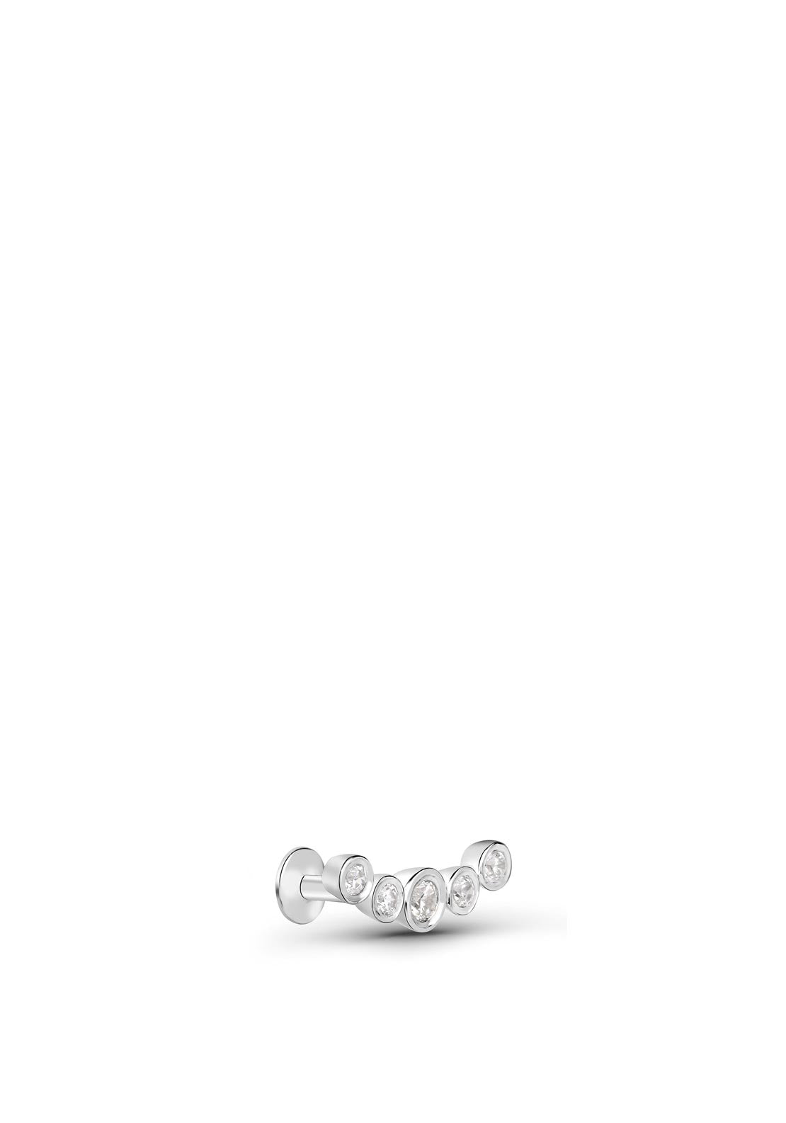 Lav’z Jewellery Cubic Zirconia Arc Threaded Stud, Silver