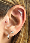 Lav’z Jewellery Cubic Zirconia Arc Threaded Stud, Silver