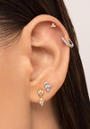 Lav’z Jewellery Cubic Zirconia Flower Threaded Stud, Silver