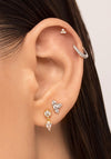 Lav’z Jewellery Cubic Zirconia Trinity Threaded Stud, Gold