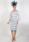 Lizabella Diagonal Pearl Detail Panelled Dress, Grey Silver