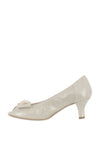 Le Babe Suede Bow Peep Toe Heeled Shoes, Champagne