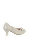Le Babe Suede Bow Peep Toe Heeled Shoes, Champagne