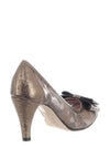 Le Babe Mesh Metallic Heeled Court Shoes, Bronze