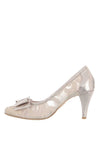 Le Babe Mesh Metallic Heeled Court Shoes, Gold