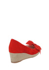 Le Babe Suede Bow Wedged Shoes, Red