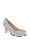 Le Babe Suede Bow Low Heeled Shoes, Silver