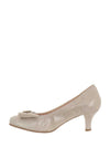 Le Babe Suede Bow Low Heeled Shoes, Champagne