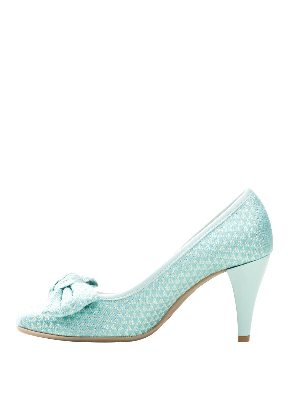 Le Babe Bow Textured Court Shoes, Light Green
