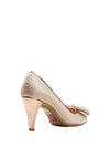 Le Babe Suede Bow Textured Court Shoes, Gold