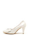 Le Babe Shimmering Suede Bow Court Shoes, Silver