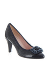 Le Babe Patent Leather Brooch Court Shoes, Deep Navy