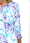 Leon Collection Watercolour Flowers Print Half Button Blouse, Purple Multi