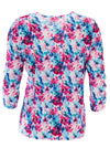 Leon Collection Floral Round Neckline Top, Pink Multi