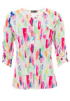 Leon Collection Brushed Button Blouse, Multi