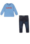 Levis Baby Logo Long Sleeve Top and Jean Set, Blue
