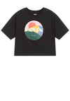 Levis Girls Cropped Circle Logo T-Shirt, Black