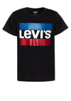 Levis Boys Blue Red Logo T-shirt, Black